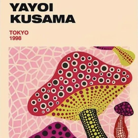 16x24 Yayoi Kusama 1998 Tokyo Pink Mushrooms Unframed Canvas Japanese Art Print - Picture 2 of 3